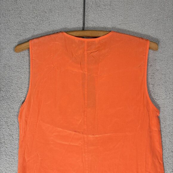 Trina Turk Size M Silk Tank Blouse Orange Cream Key Hole Resort Ditsy Retro Boho - Picture 11 of 14